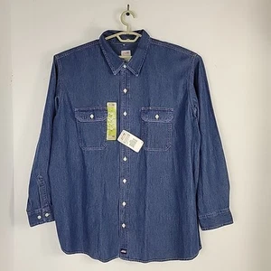 Dickies Shirt Mens XXXL 3XL Blue Denim Long Sleeve Button Up Outdoor Work New - Picture 1 of 7