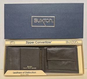 Cartera convertible vintage Buxton con cremallera para hombre de tacto suave de cuero de vaca - Nueva - Imagen 1 de 9