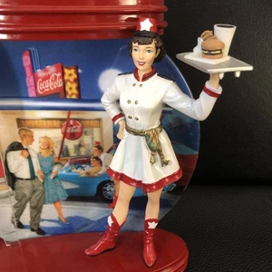 Coca-Cola Collector's Plate American Diner Waitress 50s Figure With Certificate - Picture 1 of 10