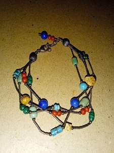 Bracciale SILPADA B0788 Lapislazzuli Turchese Diaspro Semi Corallo Perline - RARO Multifilo - Foto 1 di 2
