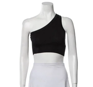 NWT Celine Women's Size L Black Silk Blend One-Shoulder Crop Top Underpinning - Picture 1 of 17