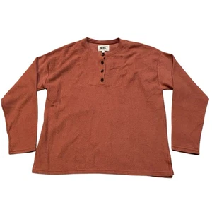 Madewell Cozy brushed Top NC745 salmon relaxed fit Henley size M - Picture 1 of 5