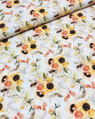 Bio Baumwolle Popeline Stoff, Digitaldruck, Premium Webstoff , Blumen, Meterware - Bild 1 von 4