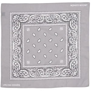 JACOB COHEN Gray Floral Paisley Printed Cotton Pocket Square NEW - Picture 1 of 3