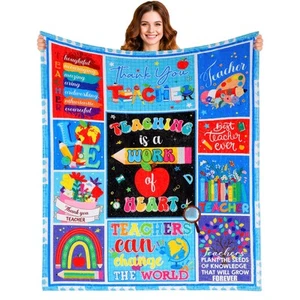 Teacher Appreciation Gifts 60"x50" Blanket Throws Teacher 's Day Retirement B... - Picture 1 of 7
