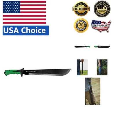 "Machete Bush duradero de 20,25"" negro/verde con agarre ergonómico y funda protectora" Foto 1 de 4