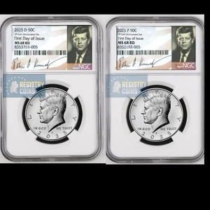 2025 P & D KENNEDY NGC MS68 68 HALF DOLLAR 2 COIN SET, FIRST DAY 20 Set Presale! - Picture 1 of 1