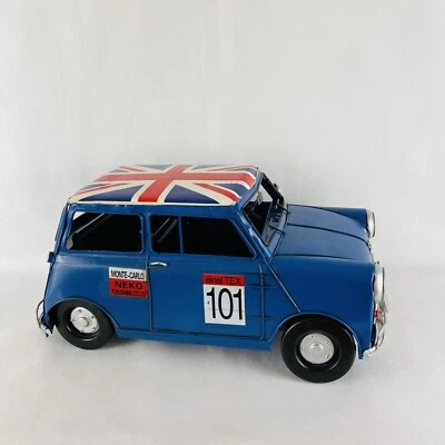Vintage Metal Tin Car Blue Mini Cooper Monte Carlo Neko 101  Model Toy, - Image 1 of 4