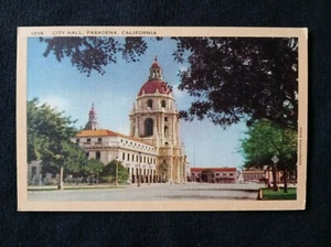 CALIFORNIA CA Pasadena Rathaus Leinen Postkarte - Bild 1 von 2