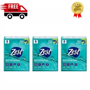 Zest Deodorant Bar Soap, Hydrating Moisture for All Skin Types, Aqua, 24 Bars - Picture 1 of 12