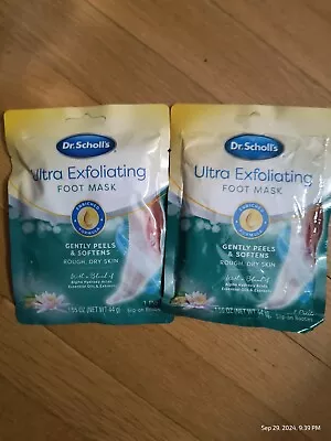 Máscara de pies ultra exfoliante Dr. Scholl's botines exfoliante suaviza la piel seca áspera 2X Foto 1 de 3