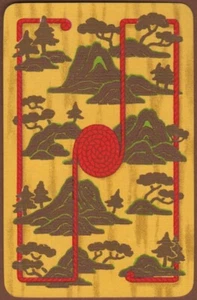 Cartas de Juego 1 Carta Única Antigua Vintage ÁRBOLES JAPONESES + COLINAS Detalle Dorado - Imagen 1 de 3
