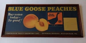 RARE 1920s TROLLEY POSTER PRINT SIGN 13"X30" BLUE GOOSE PEACHES PITTSBURGH PA - Picture 1 of 20