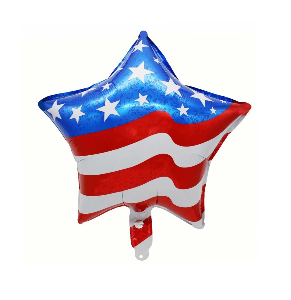 5x 18" Star Shape US Stripe Flag Foil Balloon Party Vote Ballot July 4 Decor - Изображение 1 из 1