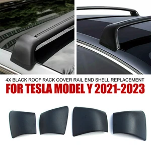 4x Black Roof Rack Cover Rail End Shell Replacement For Tesla Model Y 2021-2023 - Picture 1 of 19