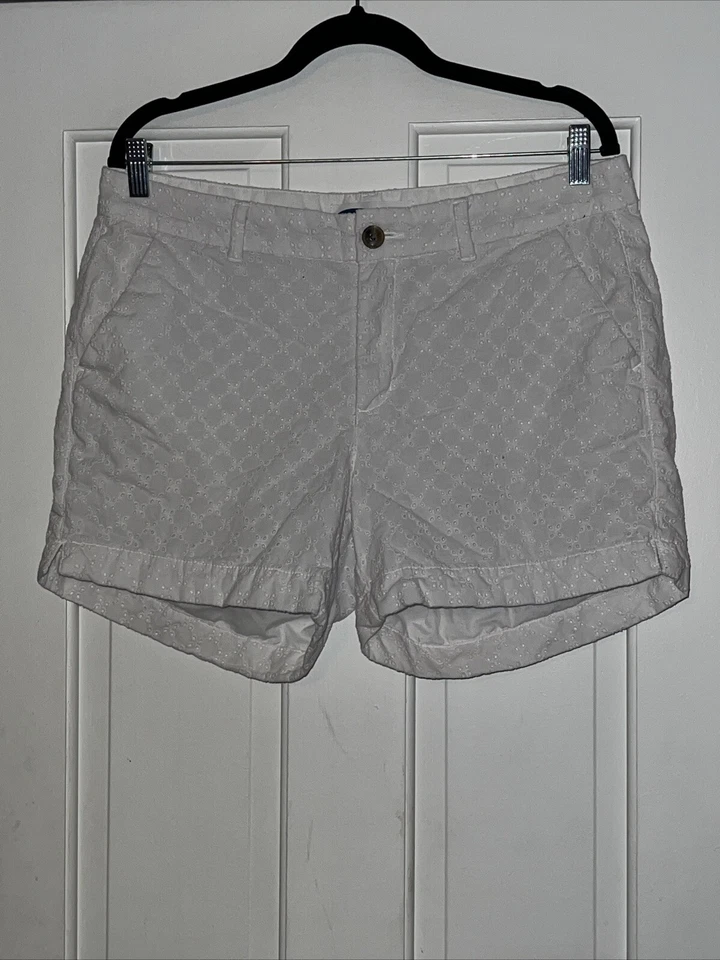 Pantalones cortos Old Navy para mujer blancos 100 % algodón totalmente forrados con ojales talla 10 tiro medio Foto 1 de 4