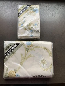 Sábana plana completa vintage Tastemaster ""Sheraton"" dos fundas de almohada nuevas en paquete - Imagen 1 de 6