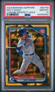 2024 Bowman Sapphire Edition - Shaw opaco oro cromato /50 PSA 10 - Foto 1 di 2