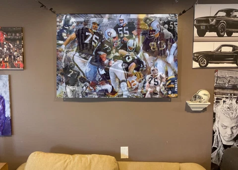 BIG! 44x31 OAKLAND RAIDERS vinyl POSTER howie long Lester Hayes John madden art Cover