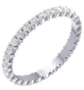 SI1 G 0.80 Carat Round Cut Diamond Eternity Anniversary Ring 14K White Gold RS 5 - Picture 1 of 8
