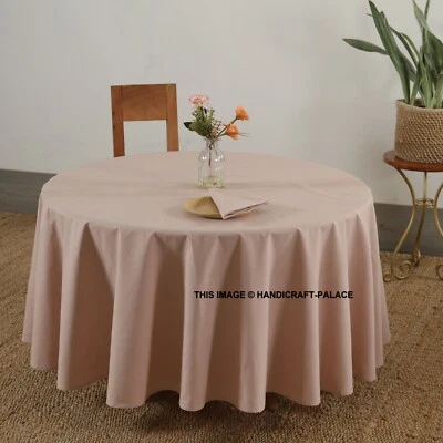 Luxury Solid Tablecloth Handmade Blush Pink Cotton Table Cover With Napkins Set - Image 1 of 4