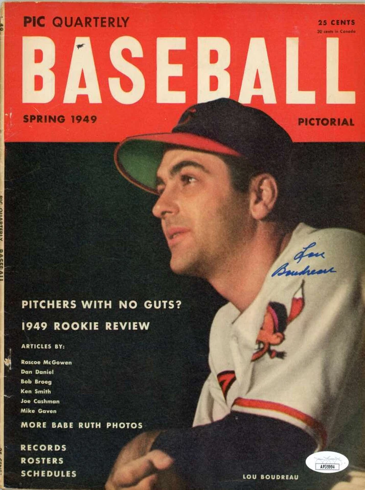 Lou Boudreau Indians Autographed 1949 Baseball Pictorial Magazine JSA Authentic - Image 1 of 1