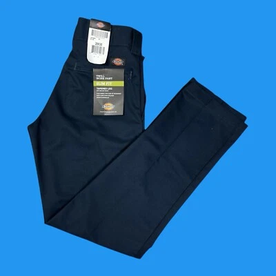 Dickies Mens Size 28x30 Slim Fit Tapered Twill Flex Blue Work Pants - Image 1 of 4