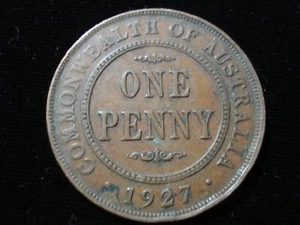 Australian 1927 Penny Coin KGV Predecimal Gift Antique 8 Pearls - Picture 1 of 2