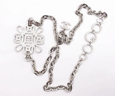 Chanel Plata CC Colgante Anillo Cristal Collar   Foto 1 de 4