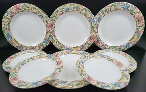 8 Pc Royal Doulton Jacobean Dinner Salad Plates Set Vintage Everyday Floral Lot - Picture 1 of 24