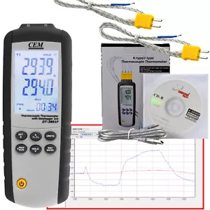 Two-channel Thermometer temperature data logger for type K / J -200 ... 1372 °C - Picture 1 of 10