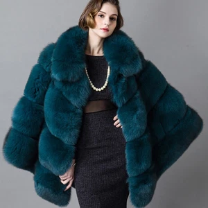 Mantello moda donna vera pelliccia di volpe supporto collo scialle caldo senza maniche vera pelliccia - Foto 1 di 8