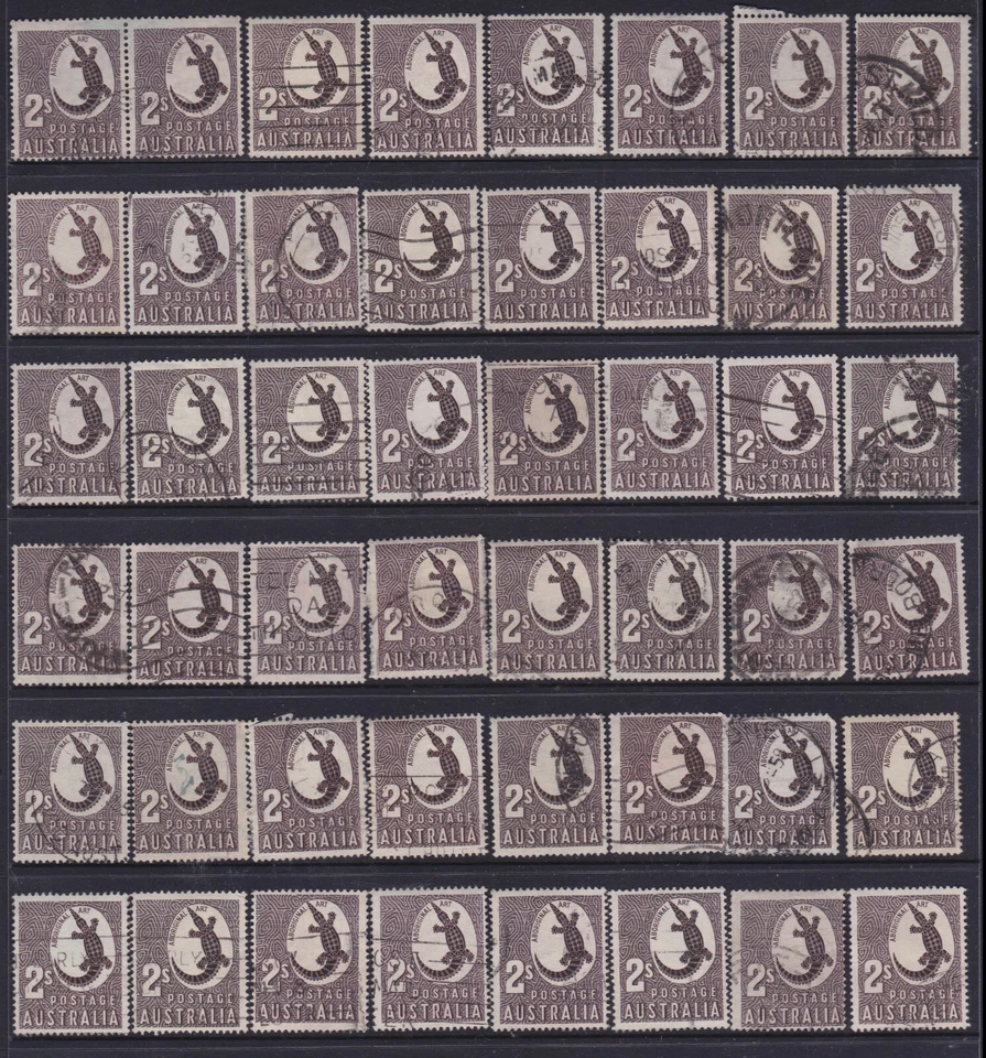 Australia 2/- Shilling Crocodile Aboriginal Art Used Lot (48) - Image 1 of 1