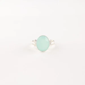 Aqua Chalcedony Gemstone 925 Sterling Silver Jewelry Stylish Ring For Girlfriend - Picture 1 of 4