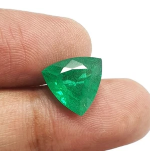 9.36 Ct Superb Trillion Cut Colombian Emerald Lab Grown AAA Quality Loose Gems - Picture 1 of 9