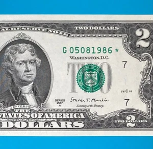May 8, 1986 / 5 August 1986 (G 05081986 *) BIRTHDAY Note $2 Two Dollar Bill *UNC - Picture 1 of 4