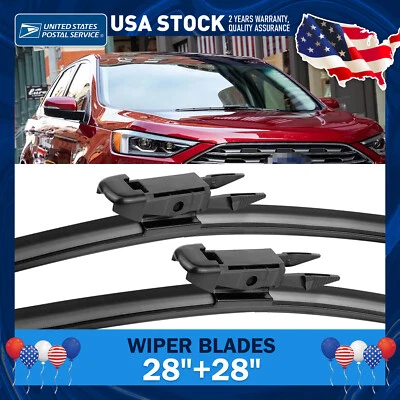 Front Windshield Wiper Blades Pair 28"+28" All Season For Ford Escape 2013-2018 - Image 1 of 4