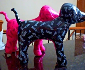 Lot of 2 Giant Victoria Secret vinyl Dogs Pink / Black FS JJ - Picture 1 of 4