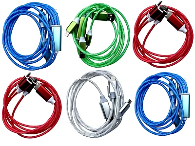 Universal LED Light-up Flashing Mini USB Charger Type-C Cable Cord Multi Micro - Image 1 of 4