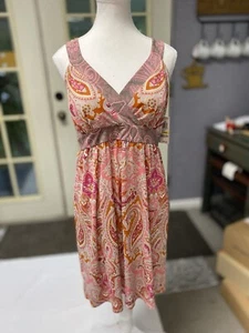 INC Sun kissed Summer Dress Sleeveless Pink And Red Paisley Petite Medium (d) - Picture 1 of 5