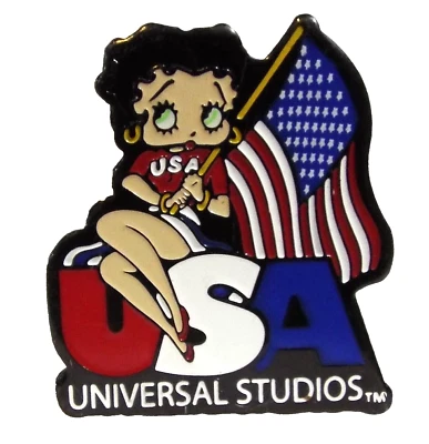 Betty Boop Universal Studios Theme Park Usa Flag Collectible Vintage Pin - Image 1 of 4