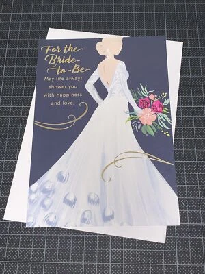 Tarjeta Hallmark Bride-Be: Vestido Floral Azul Felicidad Amor Felicidades Mejores Deseos Foto 1 de 4