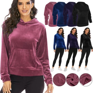 Women Soft Slim Sweatsuit Set Hoodie Solid Sport Suits Tracksuits Warm Top Pants - Picture 1 of 16
