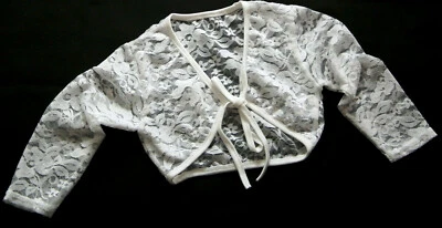 Kommunion Hochzeit Mädchenjacke Mädchen Bolero Jacke Spitze Ivory Ecru Creme neu