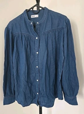 Top de mezclilla Sonoma Goods For Life talla M para mujer cambray con botones nuevo sin etiqueta Foto 1 de 4