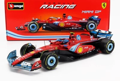 MODELLINO AUTO STATICO BURAGO FERRARI F1 SF-24 SAINZ MIAMI GP 2024 SCALA 1:18 - Immagine 1 di 4