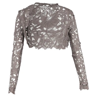 Temperley London Floral Lace Shrug in Grey Polyester - Image 1 of 3