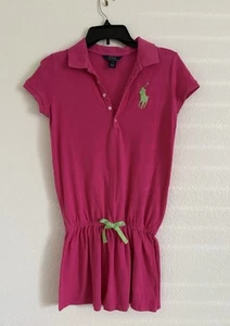 Polo Ralph Lauren Pink Drop Waist Dress Preppy Golf Tennis Girls Sz L (12/14) - Picture 1 of 6
