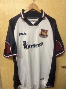 West Ham United Football Shirt Away 1999-2001 Dr Martens Y2K 90s Fila XXL 2XL - Picture 1 of 14