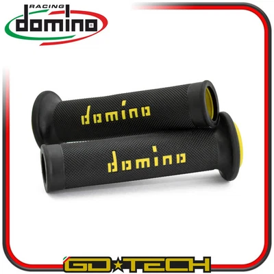 MANOPOLE DOMINO A010 MOTO SCOOTER STRADALI Nero Giallo ON ROAD RACING Forate